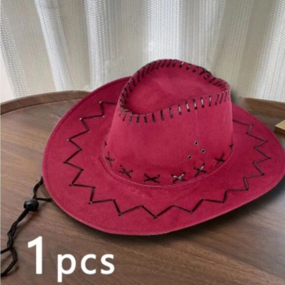 Ladies Elegant Burgundy Suede Cowboy Hat main image 5